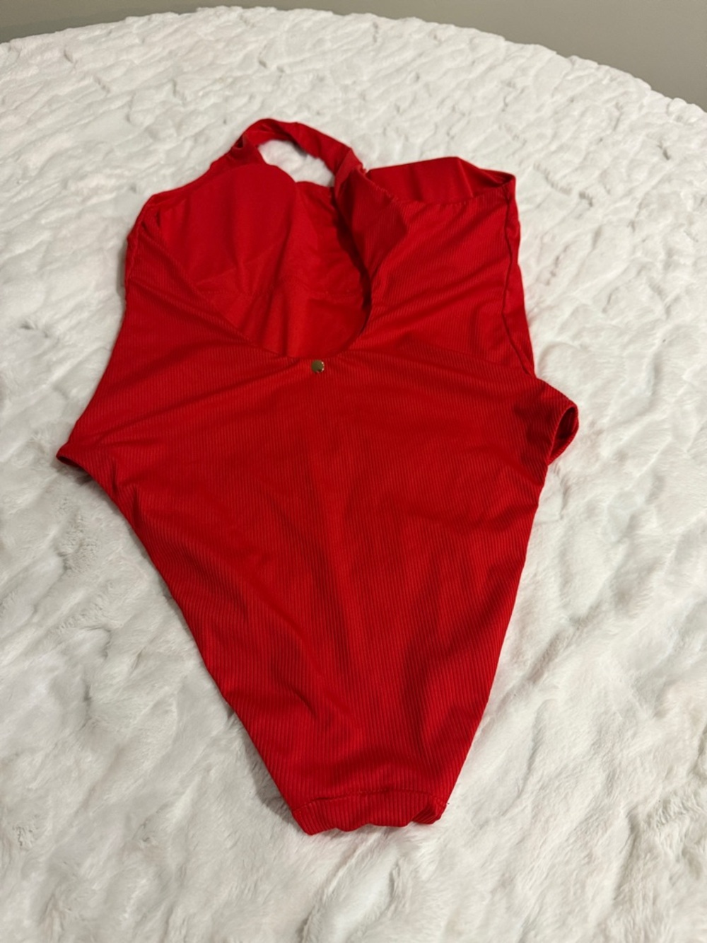 Victoria’s Secret One-Shoulder Red Ribbed One-Piece Swimsuit Size Large . - Picture 4 of 9